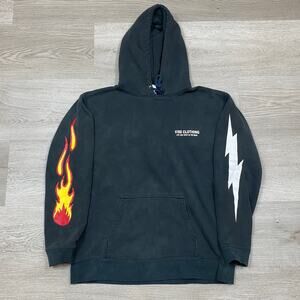 Rare Vise redtail Japanese Flame Lightning Hoodie Men's XL Biker